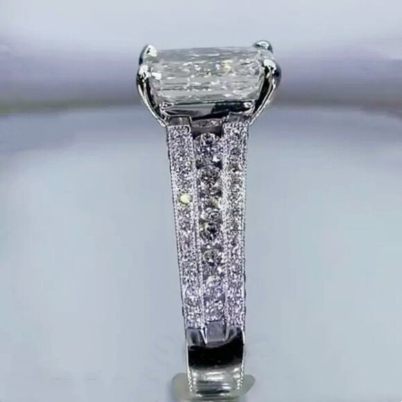 💎Eternity Band High Quality Prong Set Emerald Cutting CZ Ring, MARR9422 - Picture 5 of 5